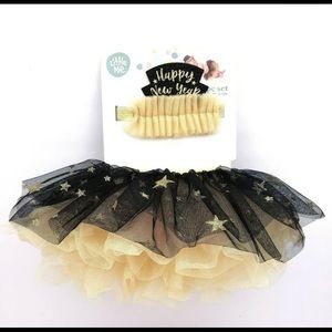 Little Me Happy New Year Baby Girl Black Gold 2 Pc Tutu Headband 0-12 Month New